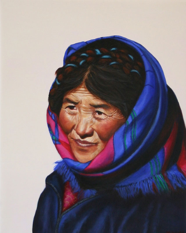 Tibet Frau Mit Kopftuch